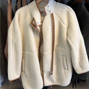 Madewell Cream Sherpa Jacket with Tan Details